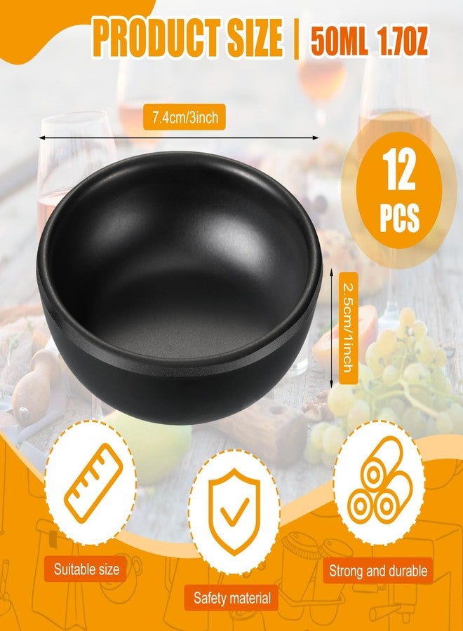Ninehaoou 12 Pcs Dip Bowls Set 1.7oz Sauce Soy Dishes Bowls Small for Dipping Tomato Sauce, Soy, BBQ and Other Party Supplies(Black) - Image 2